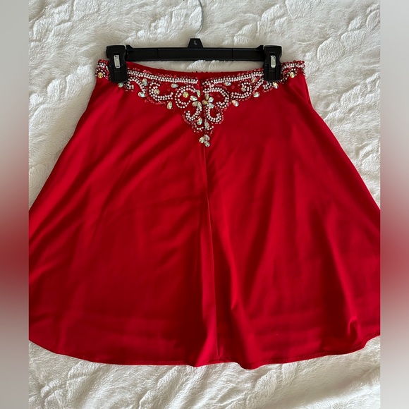 Red two piece beaded homecoming formal dress - Picture 9 of 16